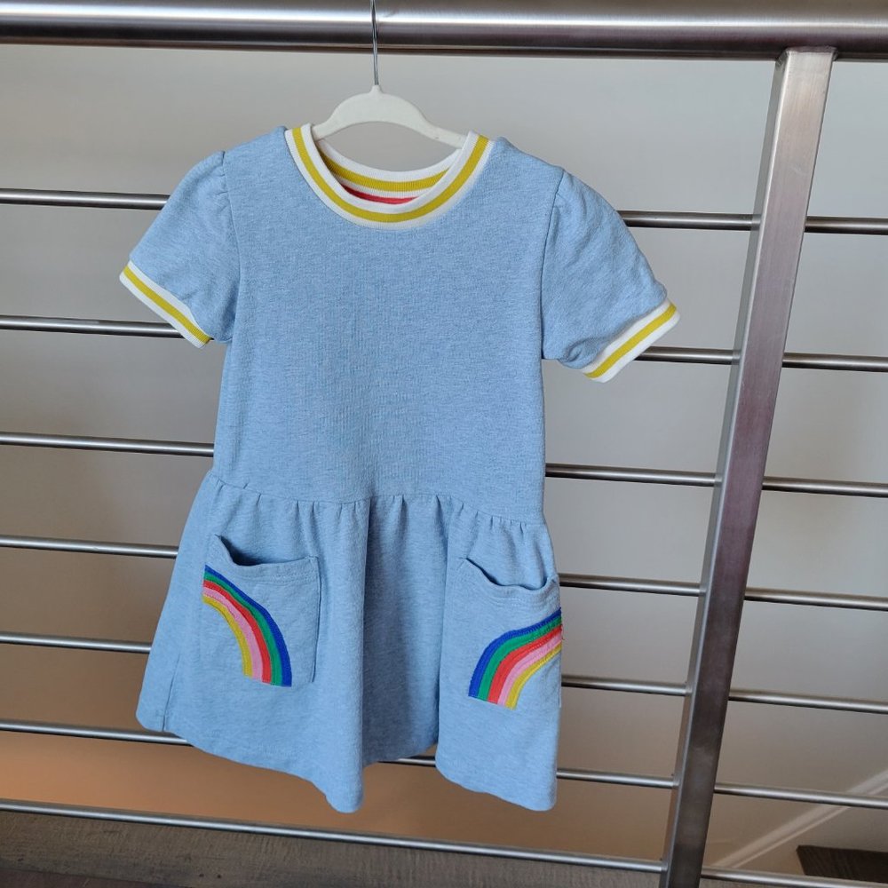 Mini Boden Girls' Applique Rainbow Pocket Dress